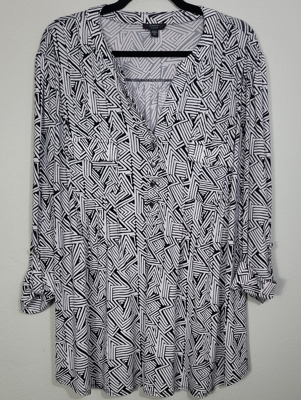 Cocomo Geometric Artsy Tunic Top Size 2X Travel Office